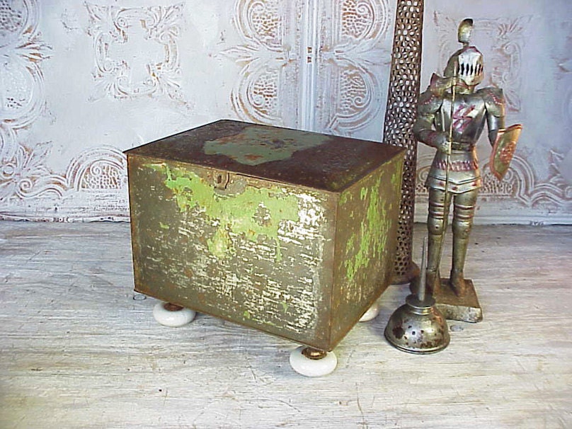 Simple Green Assemblage Tin Box Vintage Upcycled
