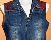 Studded denim punk vest, hand painted