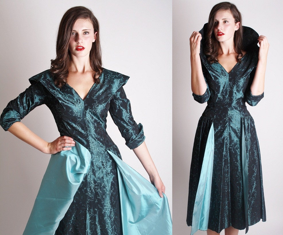 New Look 1950s Cocktail Dress - 1950s Wiggle Dress - Teal Dress - Joan Mad Men - Mad Men Dress - Bombshell Dress - High Fashion - 1044