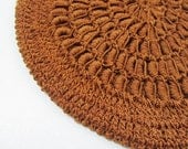 1930s Purse 1940s Crochet Rayon Handbag in Rust Brown