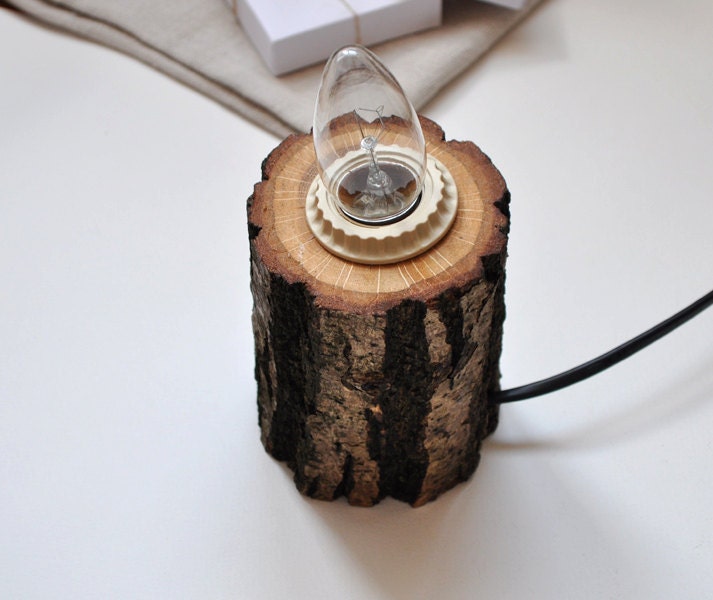 Rustic Oak Wood Table Lamp