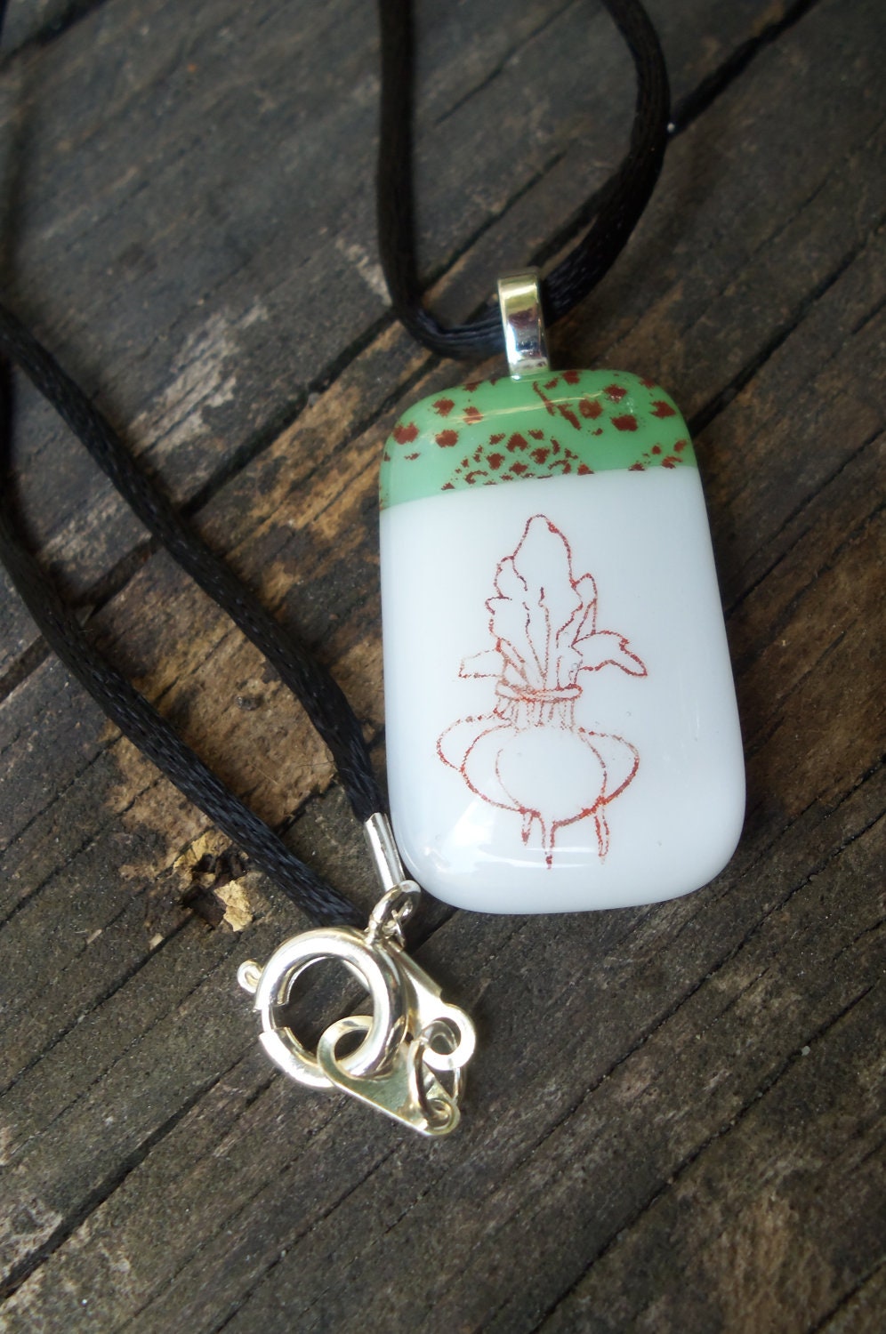 Beets in the Vegetable Garden: Fused Glass Necklace