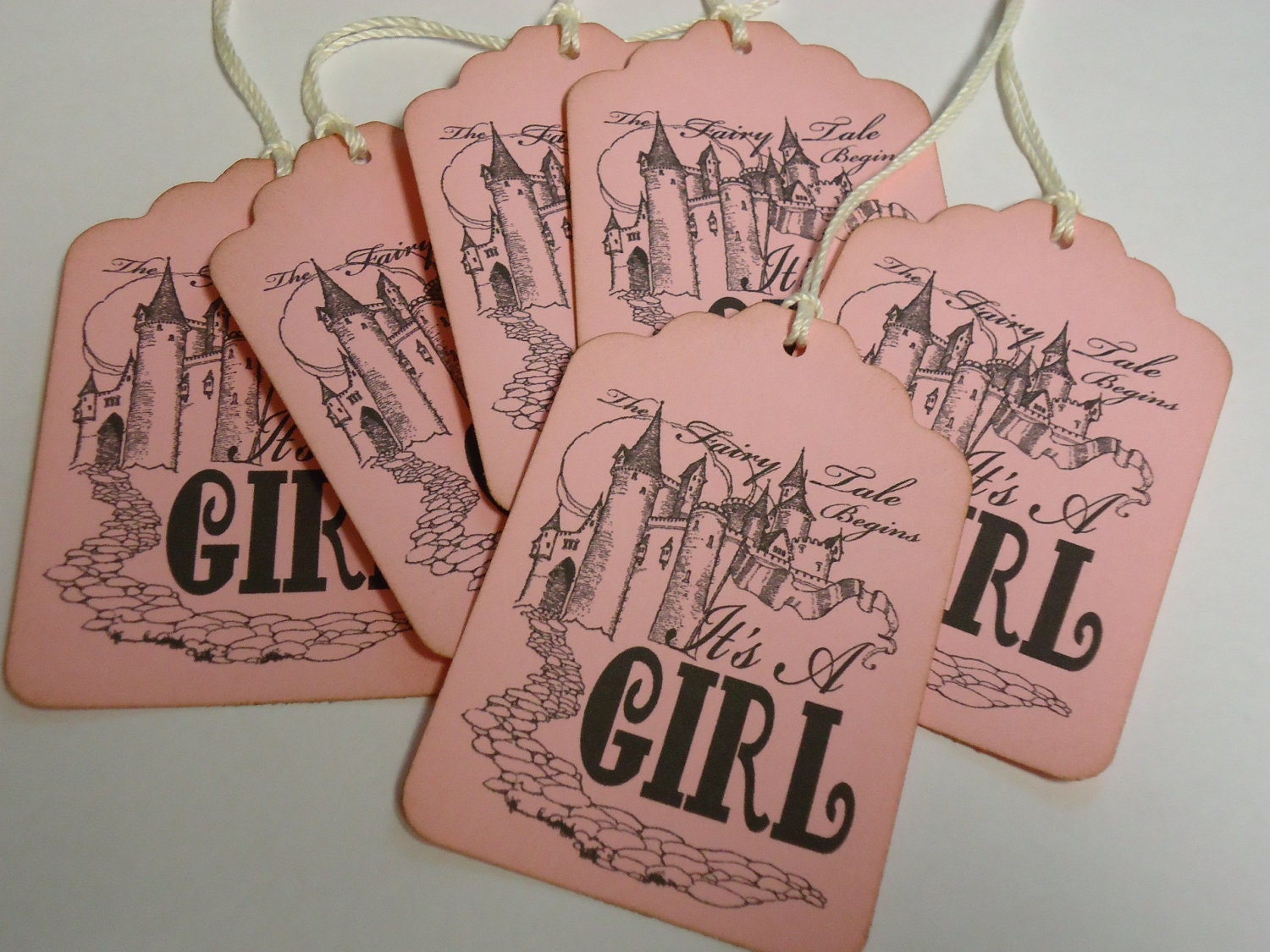 Set of 6 Its a Girl Fairy Tale Baby Shower Tags