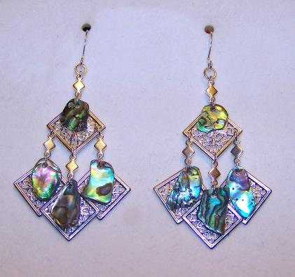 Paua Shell Diamond Shape Earrings