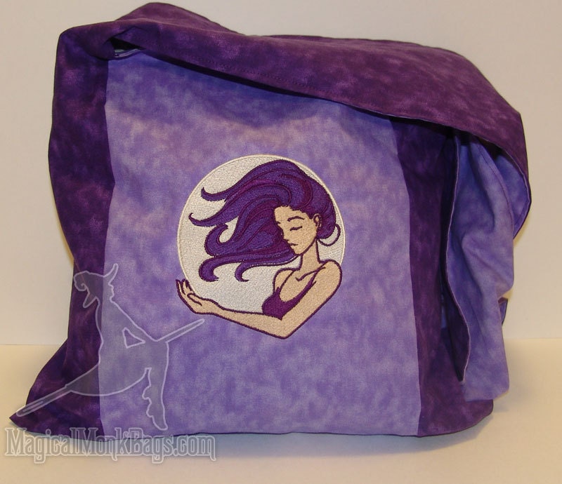 ON SALE Purple Moon Goddess Luna Messenger Monk Bag Sling Bobo Purse
