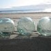 Japanese Glass Fishing Floats - Set of 3, Golfball Size, Bubbles, Katakana Marks