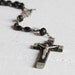 Vintage French Rosary, Black wooden rosary from Lourdes