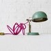 Vintage Industrial Green Lamp or Sconce w/ Light Wine Color Cord