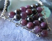 Ruby & Freshwater Pearl Necklace : July Birthstone