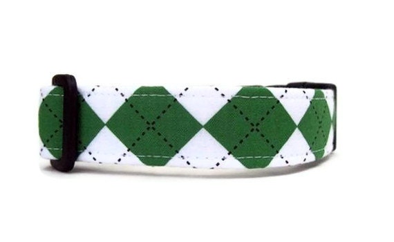 Kelly Green Argyle Dog Collar