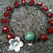 BERRY Red BEAUTIFUL Beaded Flower Charm Bracelet