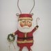 Primitive Paper Mache Folk Art Santa Container