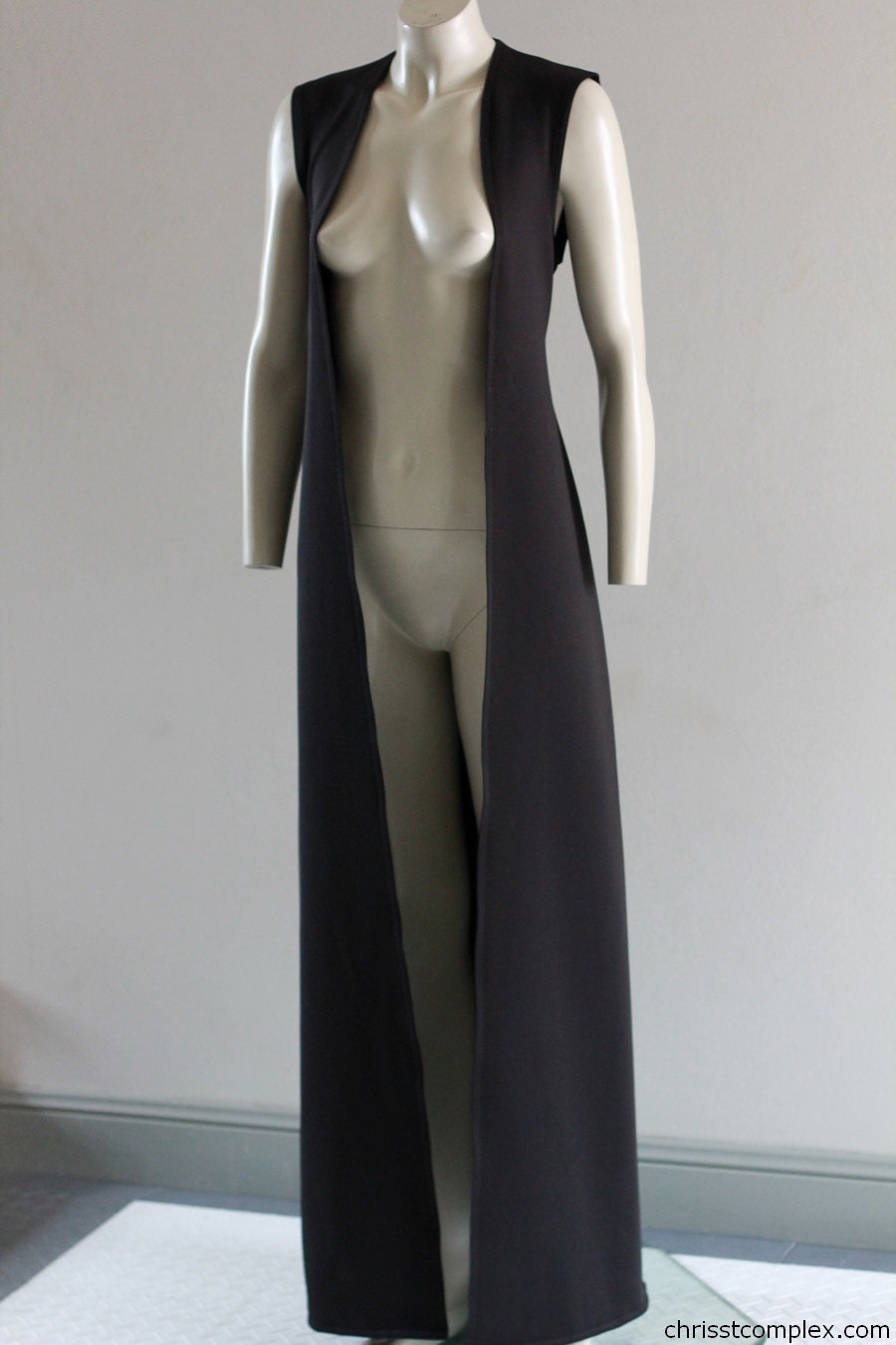 Long Vest Jacket Black Coat Robe Winter Dress Floor Length Maxi Kawaii Lolita - Chrisst SPECIAL ETSY PRICE