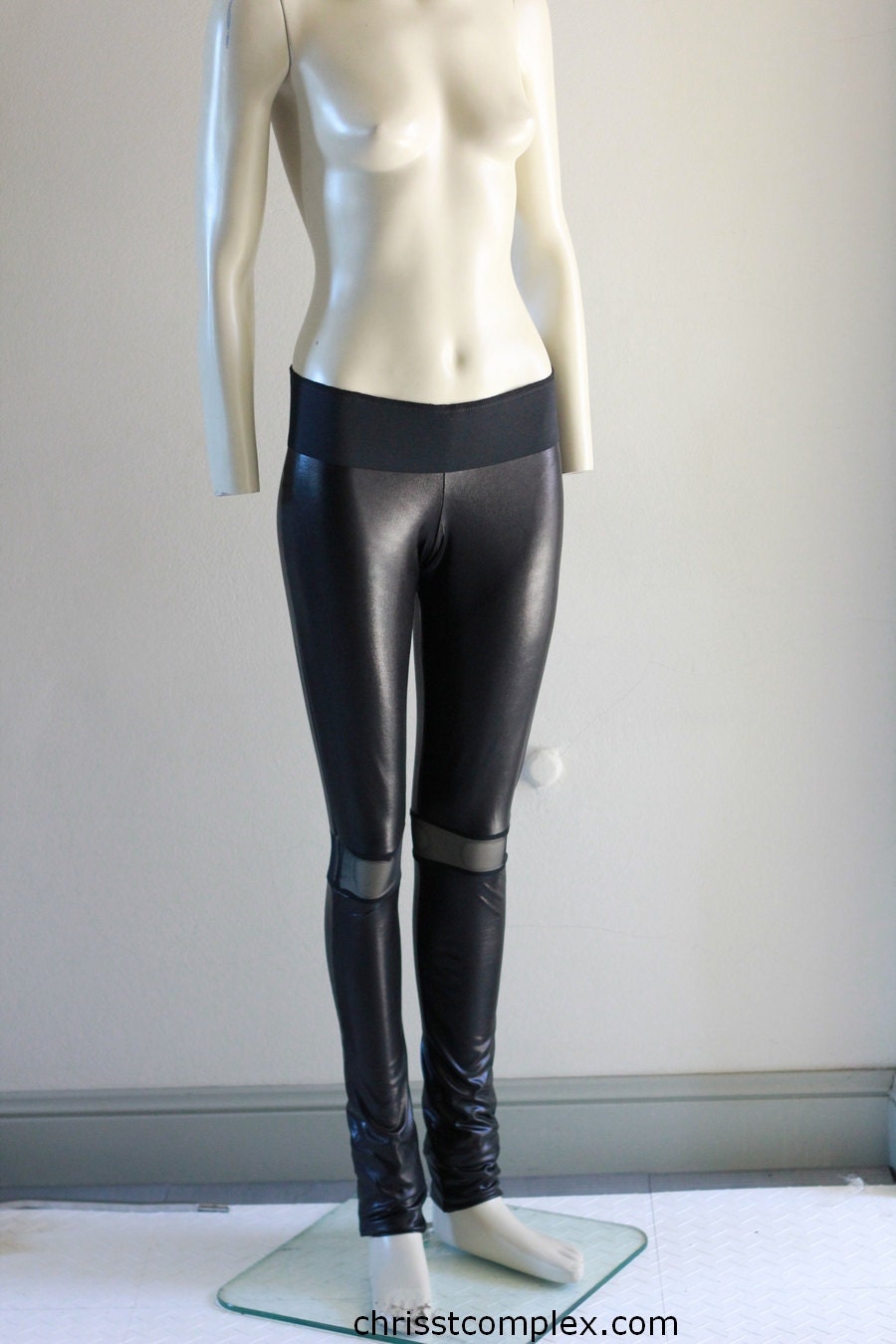 Leggings Black Pvc Tights Gothic Goth Cat woman Kawaii Lolita - Chrisst Unique Fashion SPECIAL ETSY PRICE