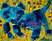 Blue Cat in Field oil painting by Melissa BEE