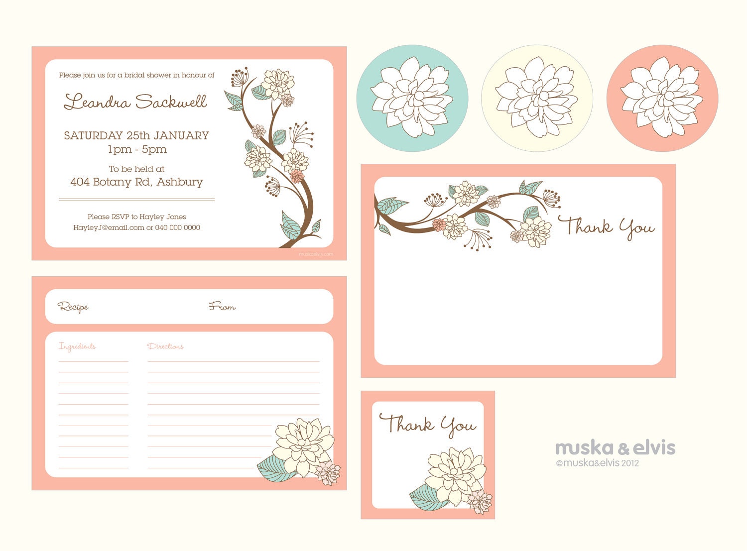 Printable Bridal Shower Invitation Pack - Spring Blossom