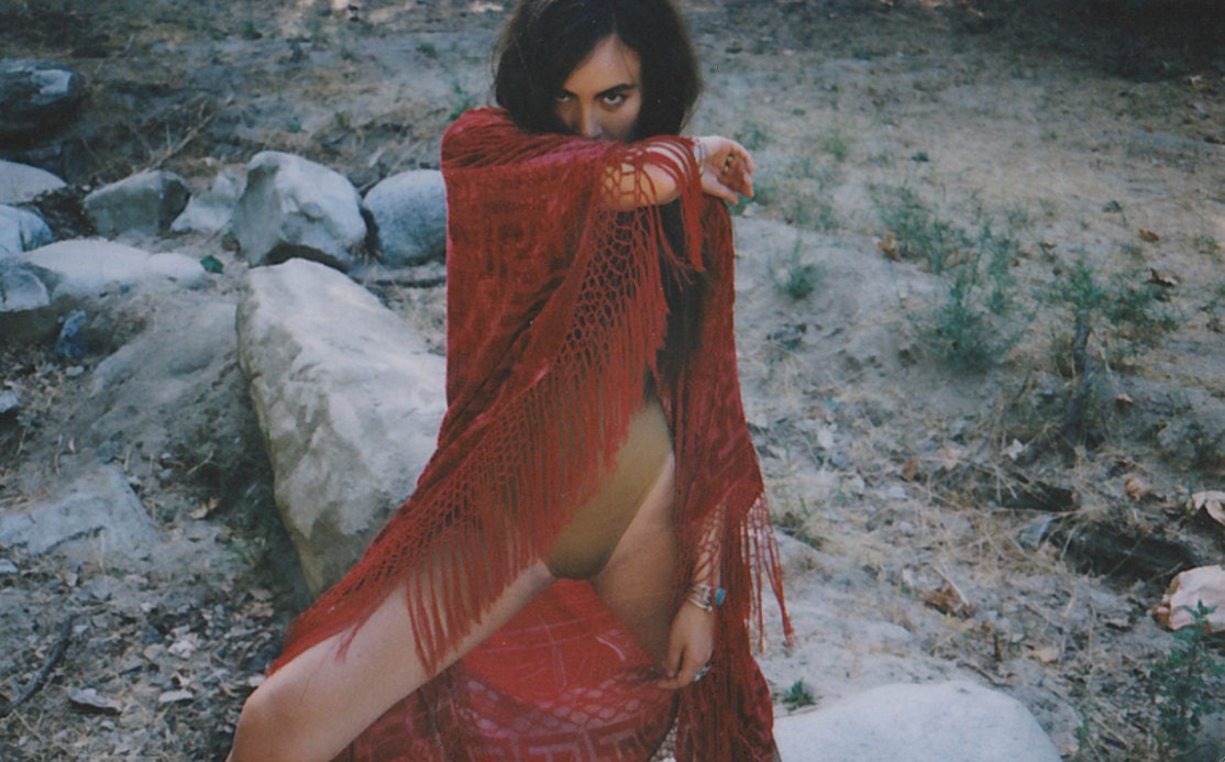 70s Red burnout Maxi (long)Velvet Duster with Fringe