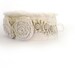 Linen Wrist Cuff Bracelet, Trio Rosettes, Rustic Romance