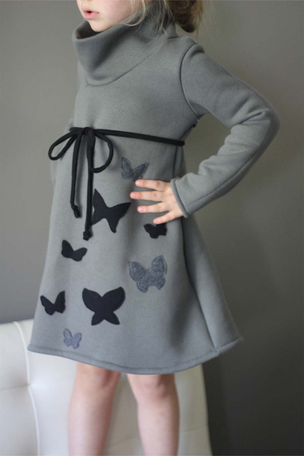 NEW Grey Cowl butterfly Dress 12m sweatshirt fleece gray LAST ONE