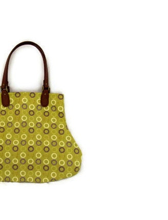 Olive Green and Plum Ring Toss Waverly Fabric Handbag Purse - SadiesSnippets