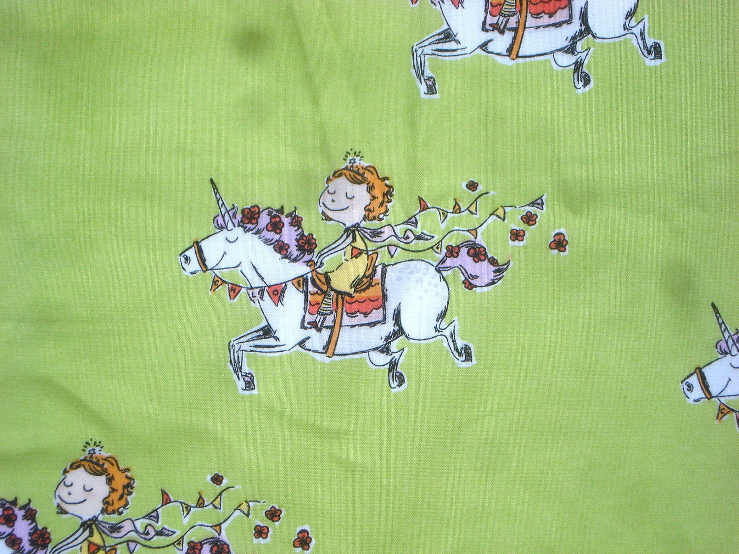 Crafty Chloe Heather Ross Unicorn Girl green FQ or more