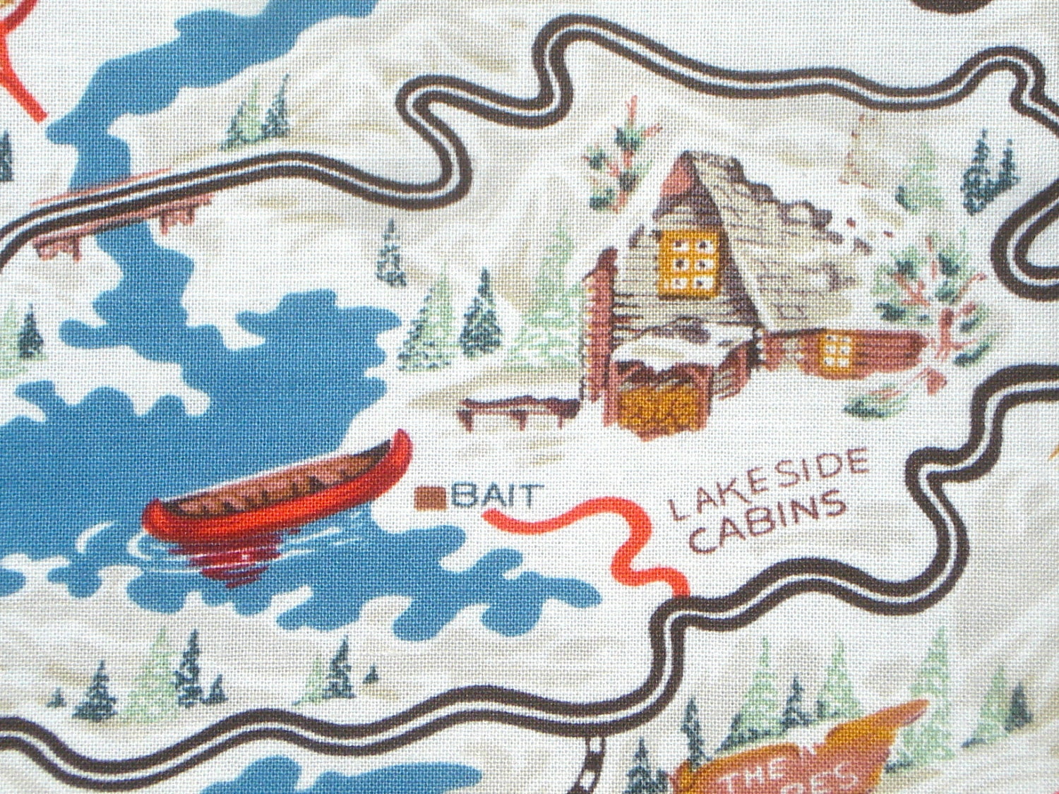 Map to Snowflake Lodge Alexander Henry fabric FQ or more