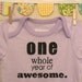 one whole year of awesome --- purple striped onesie, size 12 months