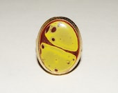 Vintage Unique Autumn Cocktail Ring Yellow and Red