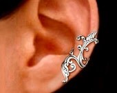 925, Iris wave - solid sterling silver ear cuff earring jewelry non pierced earcuff  090912