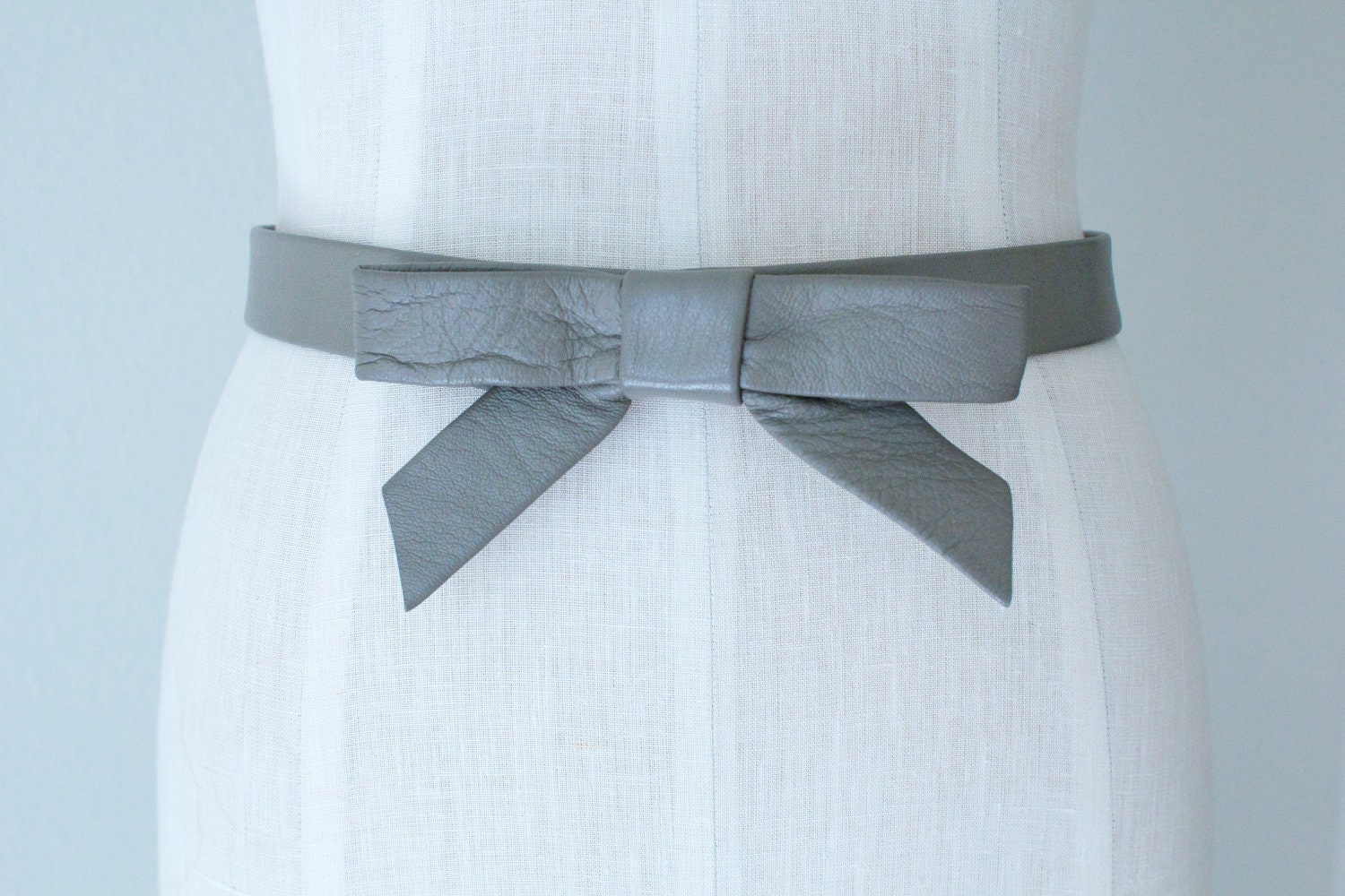 Taupe Leather Bow Belt