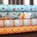 Aqua Grey and Orange Flower Fabric, Flea Market Fancy From Free Spirit, Fat Quarter Bundle
