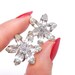 Vintage Weiss Clip On Earrings - Flower Clear Rhinestone Signed Costume Jewelry / Icy Daisy