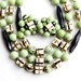 SALE - Vintage Green & Black Beaded Necklace, Earring Set -  Demi Parure Retro Wood, Lucite Bead Costume Jewelry / Hand Painted Squares