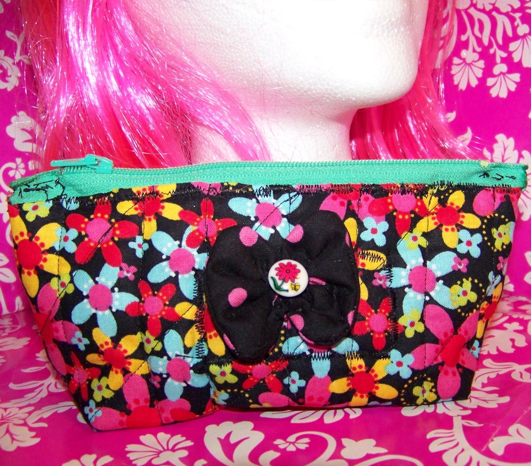 Flowers - Small Makeup Bag - Multicolored - Cosmetic Bag - Girls