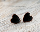 Post earrings - Black Hearts- made to order