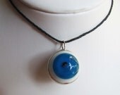 On Sale Hand Blown Royal Blue Glass Eye Pendant, Evil Eye, Stained Glass, Glass Necklace, Eye Ball, Halloween