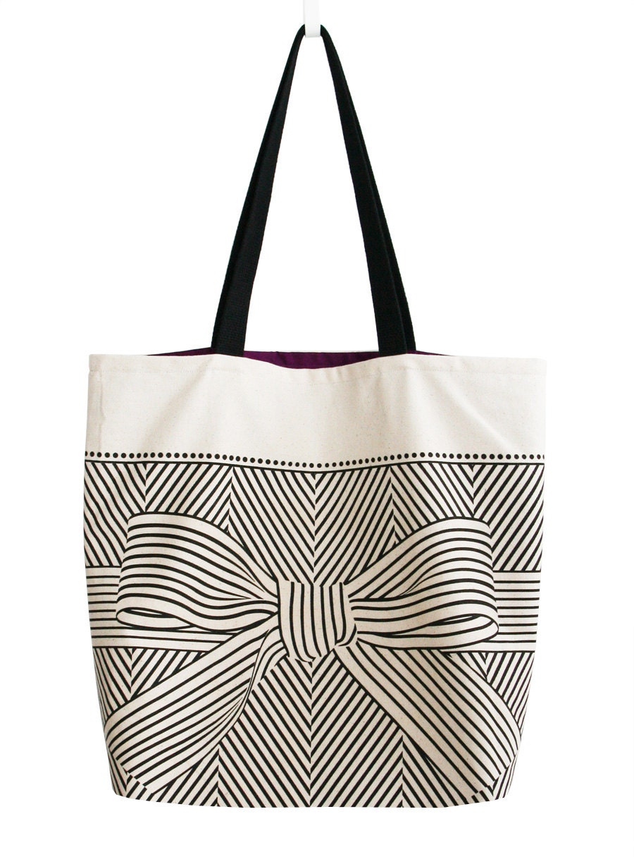 Big bow large canvas tote bag