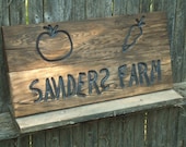 Custom Carved wood sign with vegetables  from reclaimed wood - personalized - western cedar