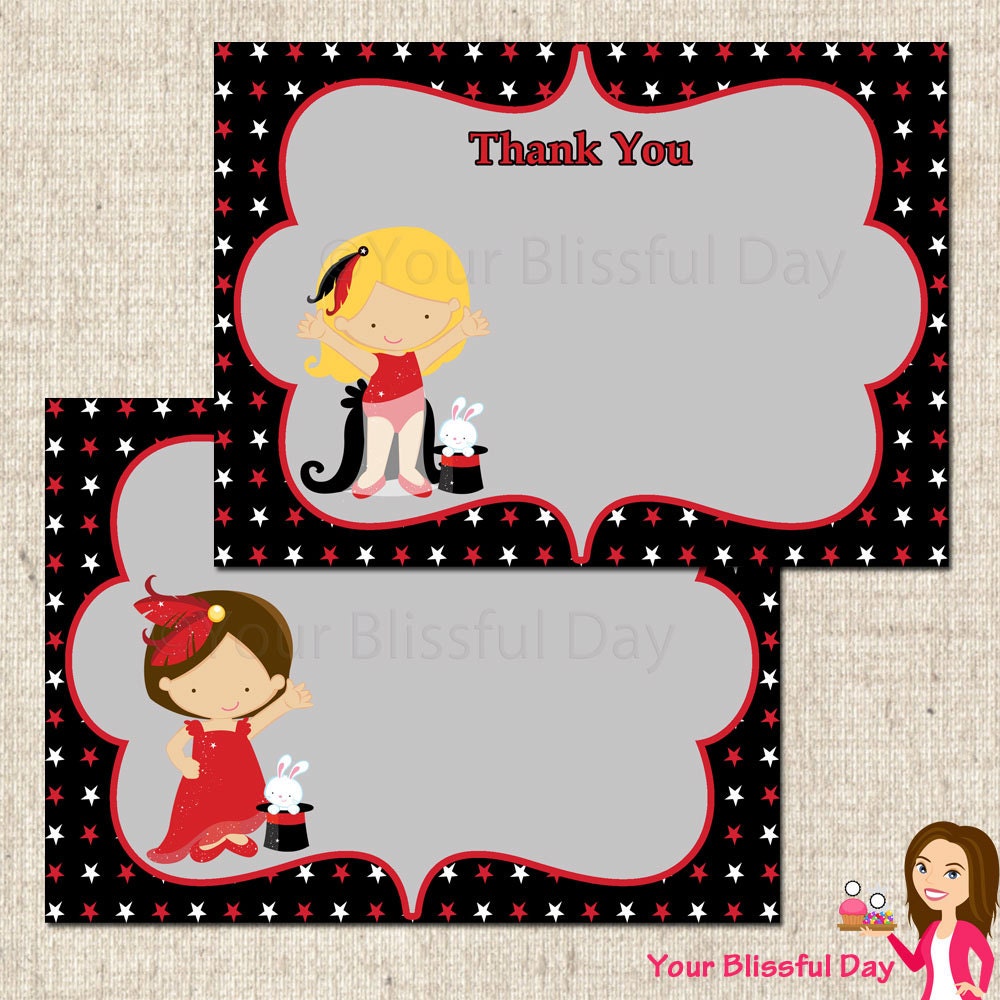 PRINTABLE Girl Magic Show Thank You Cards Il_570xn