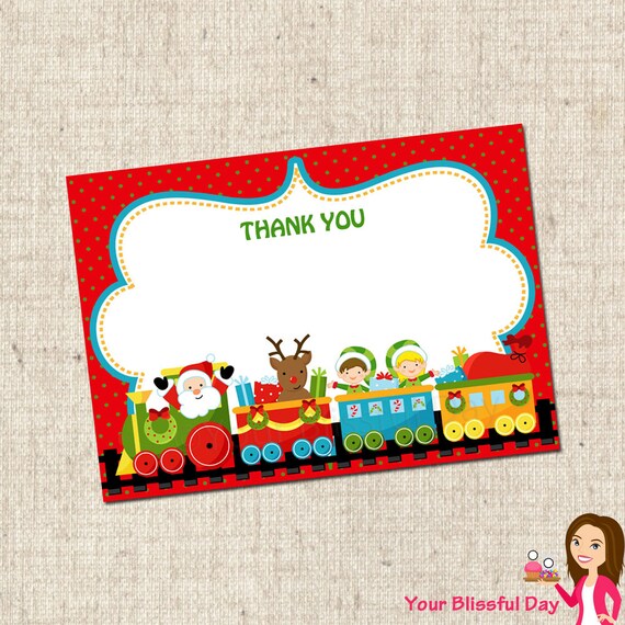 PRINTABLE Christmas Train Thank You Cards Il_570xn