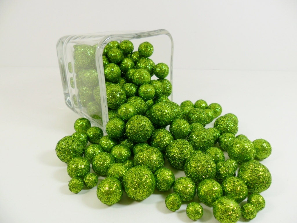 Glitter Balls Styrofoam Lime Green Colored by CraftingDaily