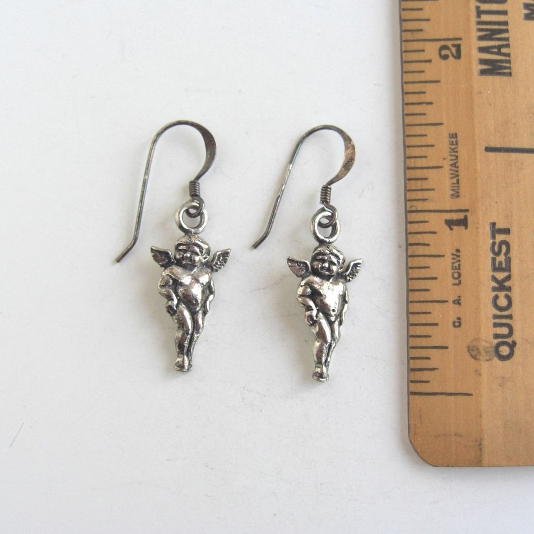 Sterling Silver Pierced Earrings - Cherub, Cupid, Angel