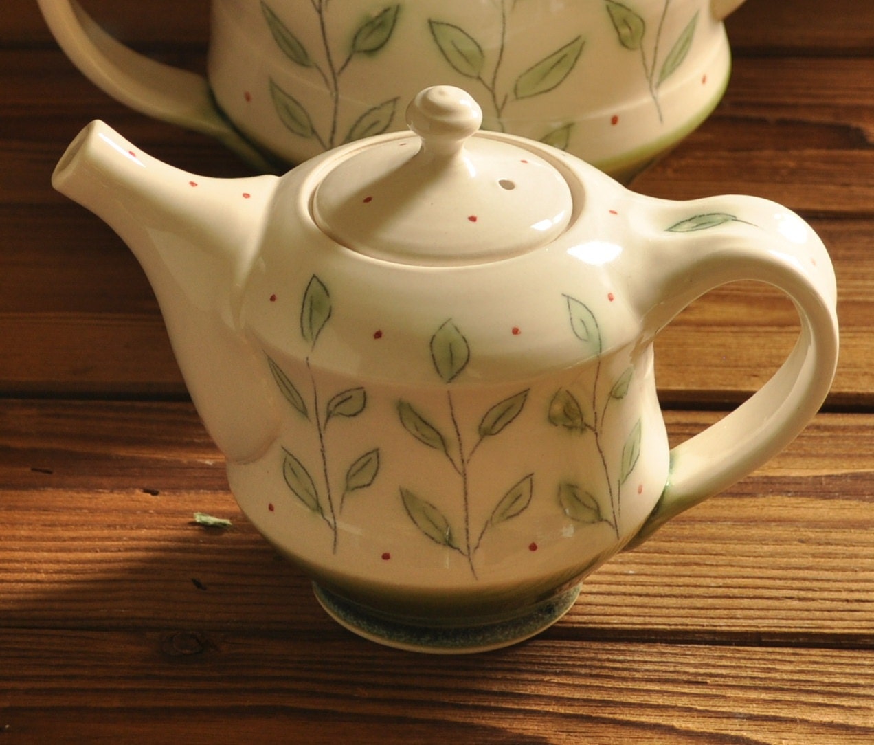 Porcelain Teapot with Leaf Motif