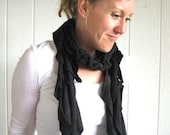 Eco Friendly. Upcycled T-Shirt. Earth Day. Spring. Fashion. Classic Black. Long. Scarf Set. Mothers Day. Gift Idea.