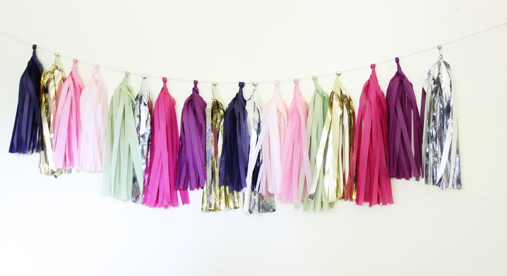 Tissue Tassel Garland-18 tassels- Berries for Breakfast Il_570xn