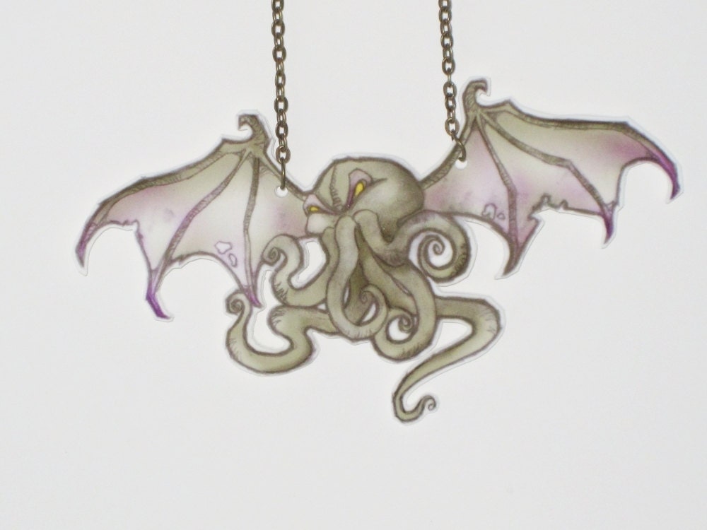 cthulhu shrink plastic jewelry original art necklace