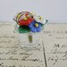 Vintage Czech Glass Flowers in Basket Place Card Holder - RARE - BUSINESS Card Holder - Collectible - Home Decor