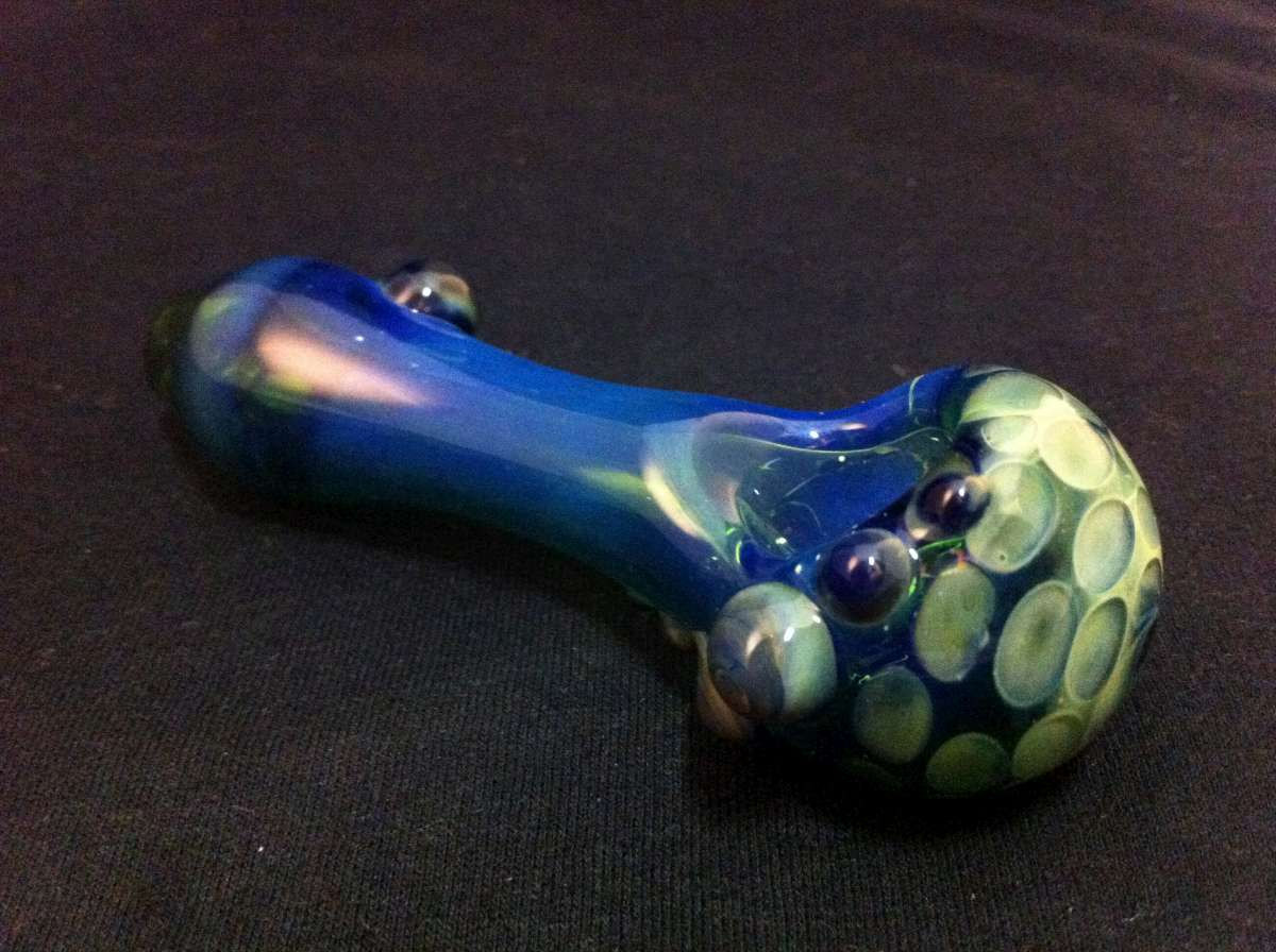 Sale Green Glass Pipe Silver Fumed Honeycomb Twist Tobacco Spoon Pipe