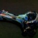 Cobalt Glass Pipe Silver Fumed Stripe Dot Tobacco Spoon Pipe
