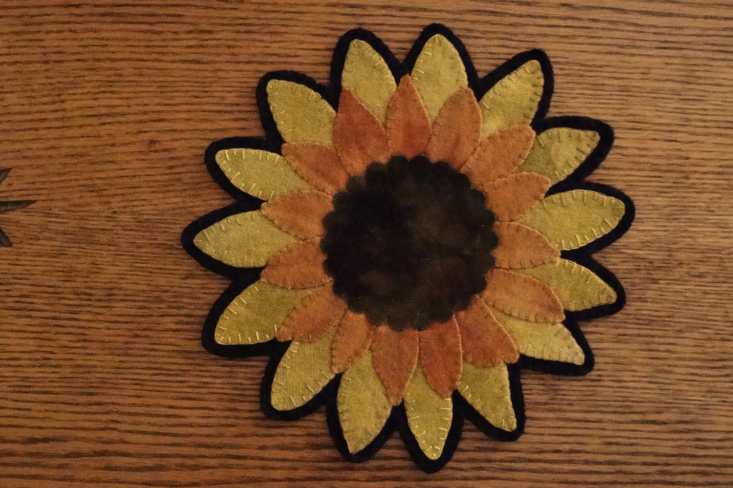 Items Similar To Sunflower Wool Applique Candle Mat Pattern On Etsy